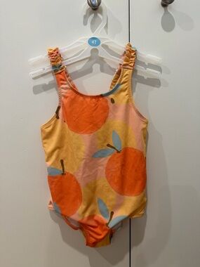 Zara Girls Orange & Yellow Fruit Print One-Piece